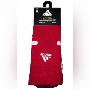 Adidas Adizero Crew Socks 1 Pair Men's 12-16 Red w White Logo Max Cushioned NEW!